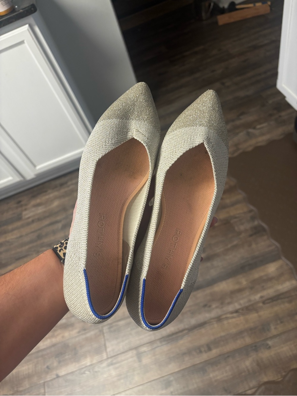 Rothy's Women's Pointed Knit Flat in Silver - Picture 4 of 6